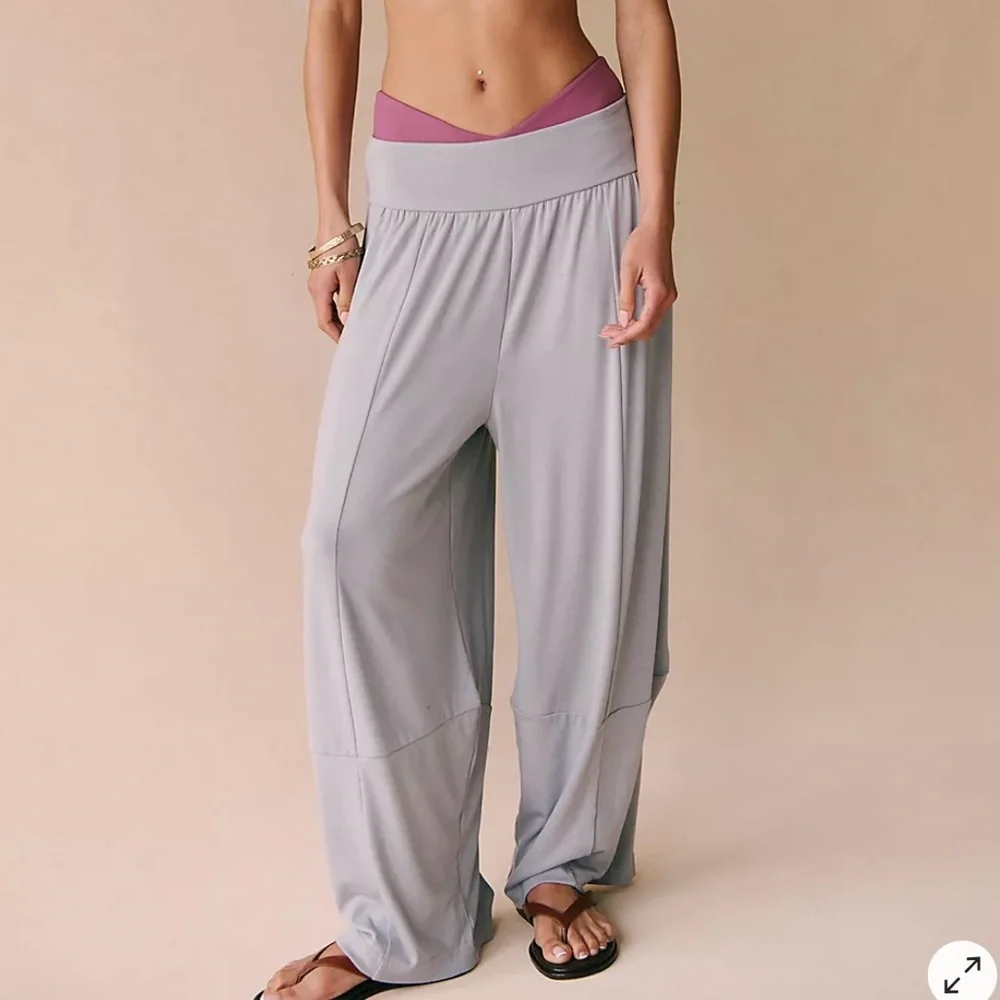 Free People Free-est Good Feels Barrel Pants S  Boho Granola Girl Athleisure - Picture 7 of 8